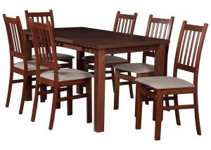 Zestaw 6 krzeseł Borys i stół laminat prostokąt noga prosta