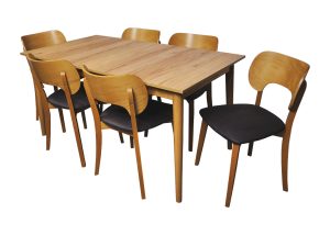 Zestaw 6 krzeseł Porto i stół laminat Rio prostokąt noga prosta