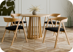 Zestaw 4 krzeseł Leo i stół laminat Orion fi100+40 SZYBKA WYSYŁKA