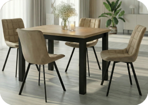 Zestaw 4 krzeseł Lila i stół laminat Bis tralka 100×70 SZYBKA WYSYŁKA