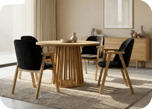 Zestaw 4 krzeseł Tori i stół laminat Orion fi100+40 SZYBKA WYSYŁKA